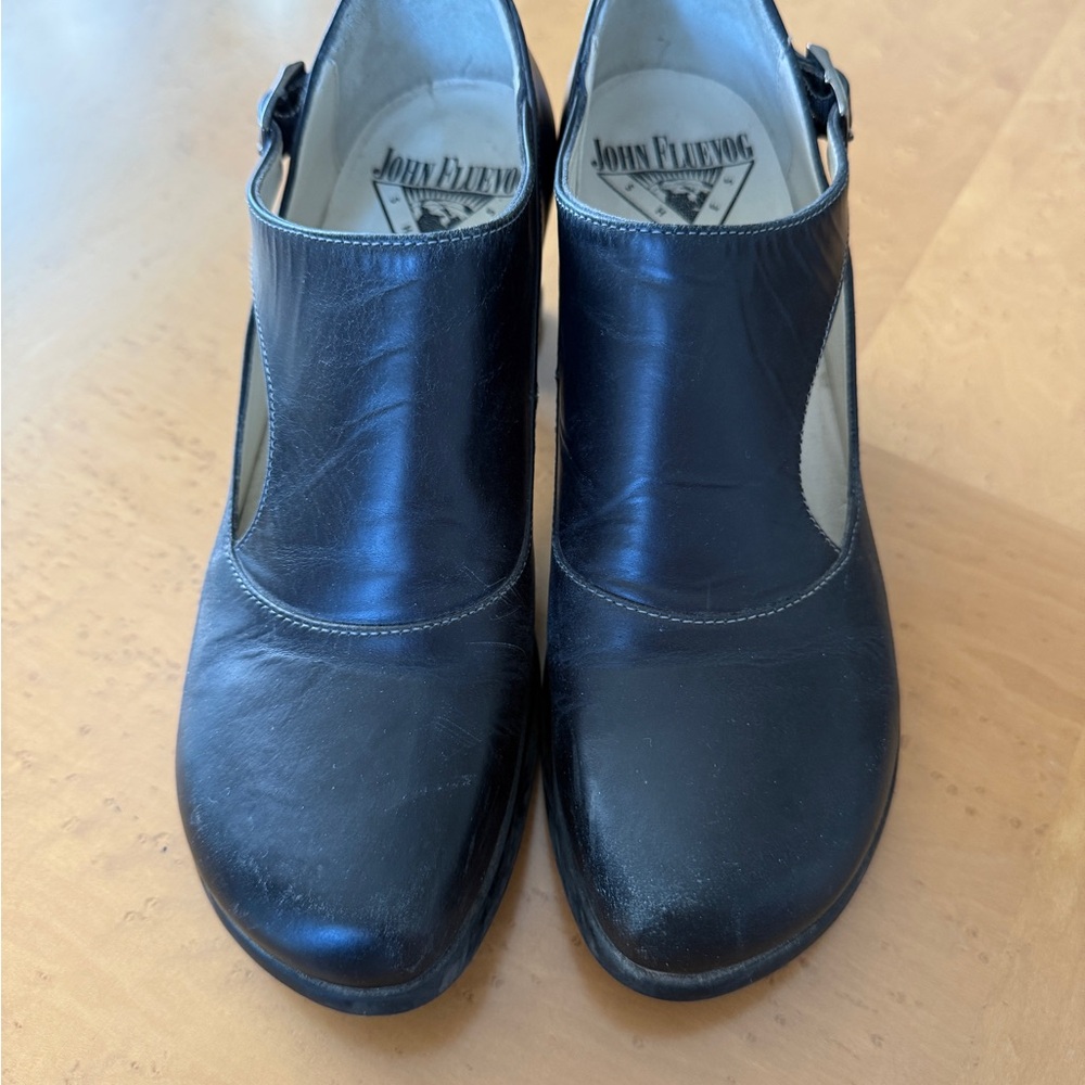 John Fluevog Black Leather Heels